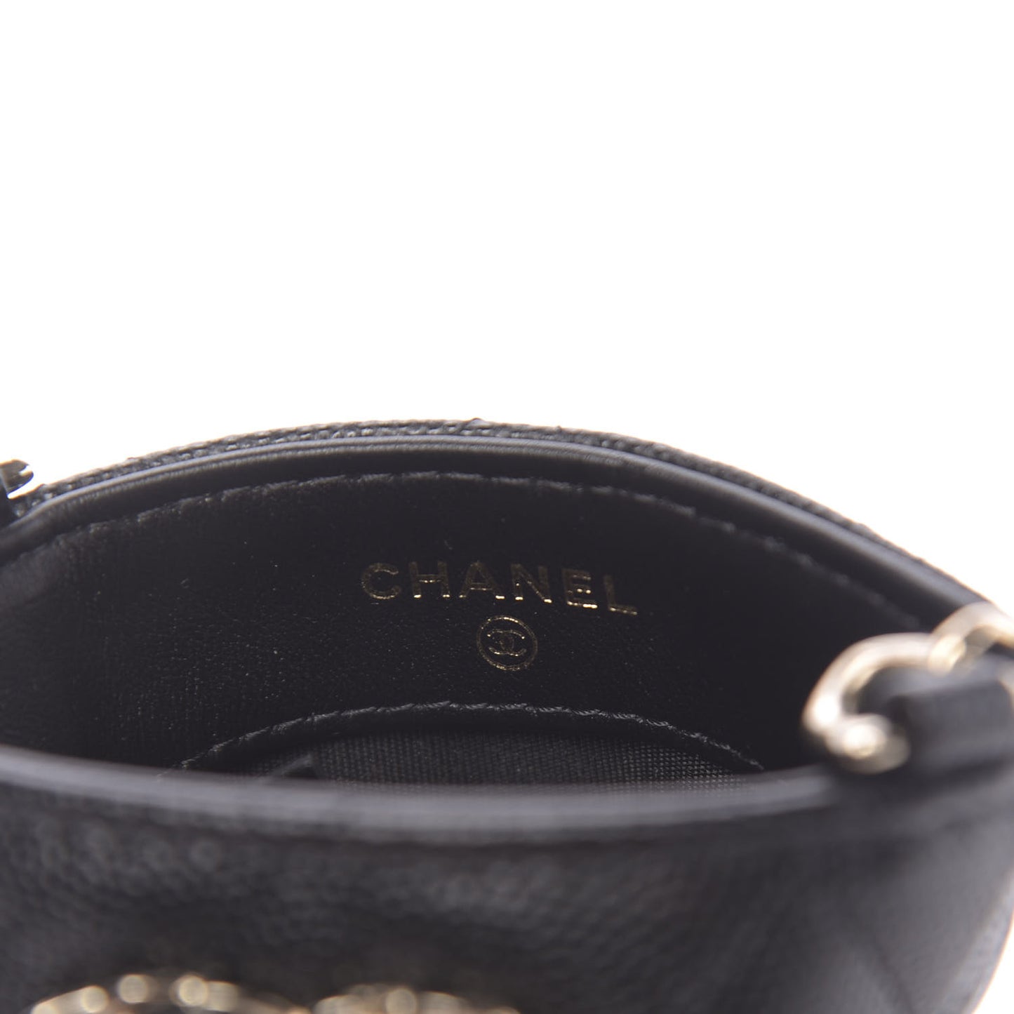 Caviar Quilted French New Wave Phone Holder With Chain Black