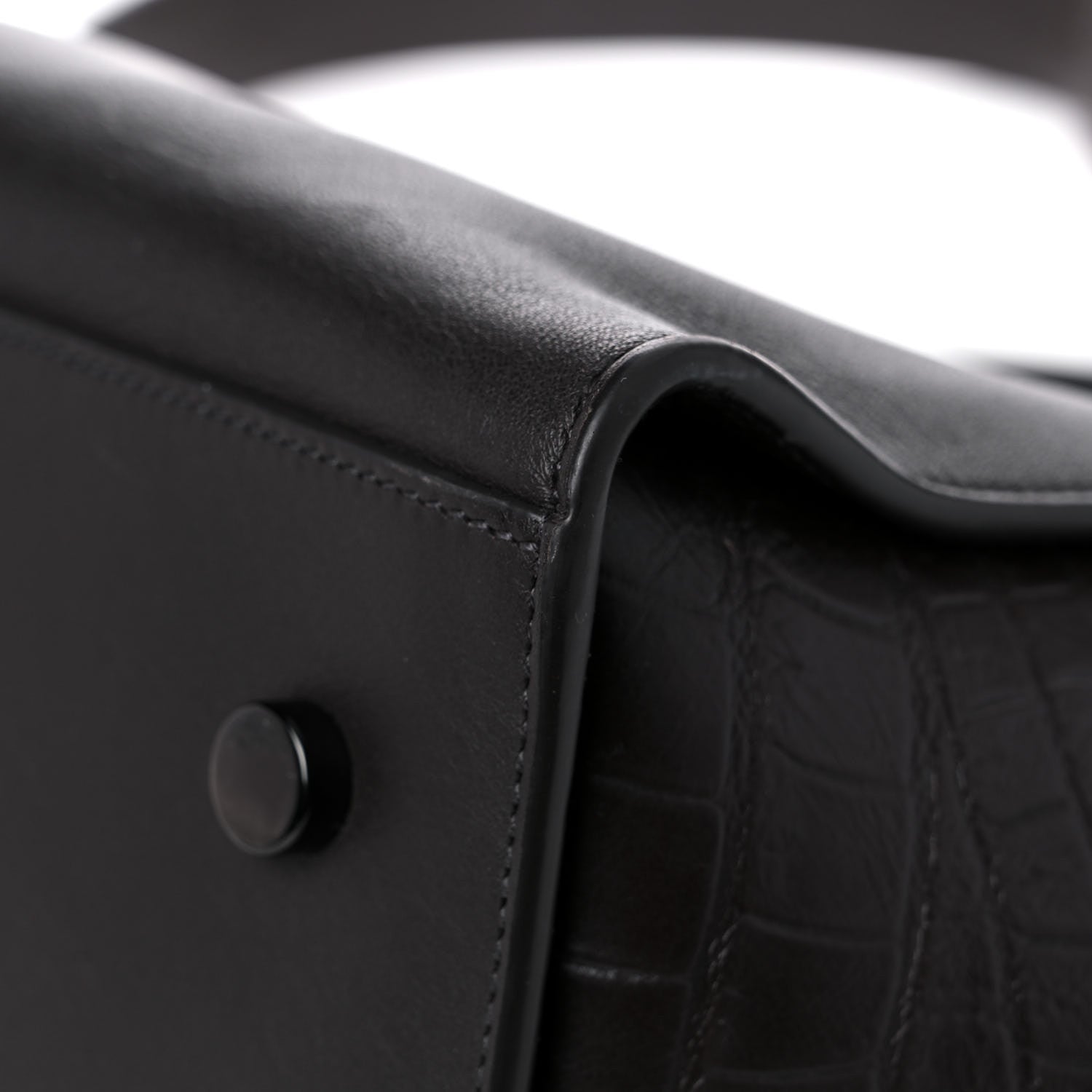 Saint Laurent Calfskin Crocodile Embossed Small Monogram Downtown Cabas Earth 7 of 20