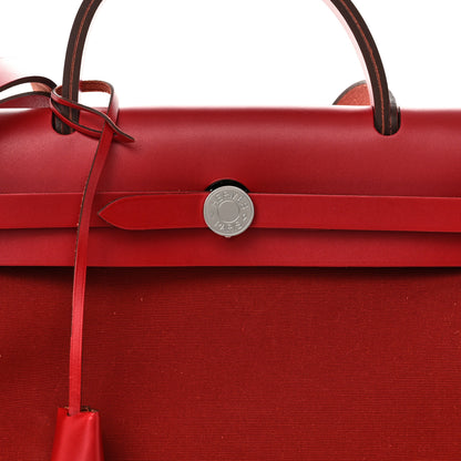 Hermes Toile Officier Vache Hunter Verso Herbag Zip 31 PM Rouge Venetian Rouge Piment Rose Extreme 9 of 11