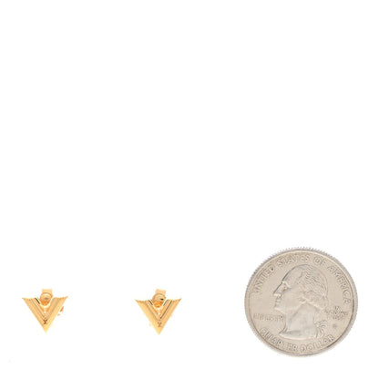 Louis Vuitton Brass Essential V Stud Earrings Gold 2 of 5