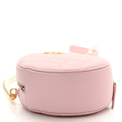 Chanel Calfskin Quilted Pearl Round Clutch With Chain Light Pink 4 of 11
