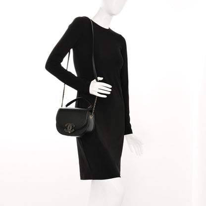 Chanel Shiny Calfskin Goatskin Quilted Small Coco Curve Messenger Flap Black 2 of 8