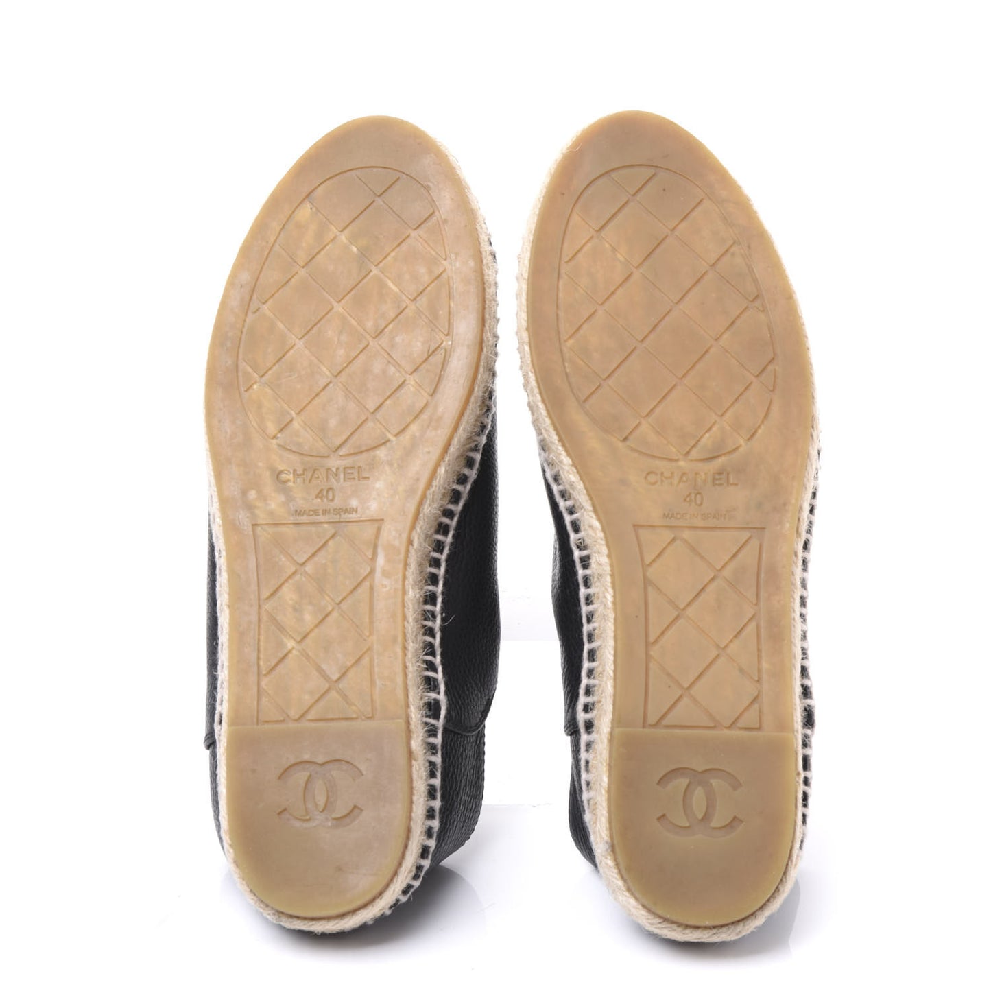 Grained Calfskin CC Espadrilles 40 Black