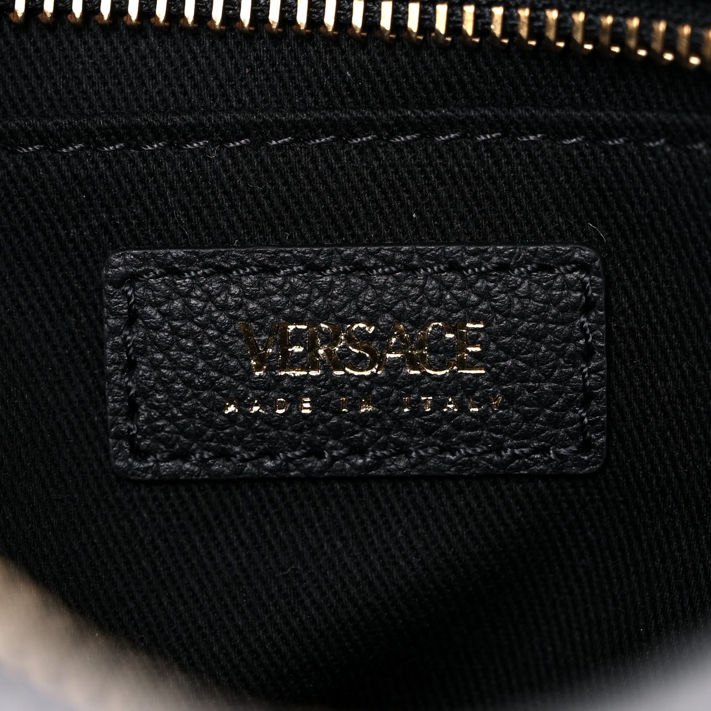 Grained Calfskin Medusa Camera Bag Black