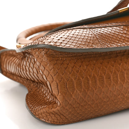 Chloe Snakeskin Calfskin Medium Marcie Satchel Brown 8 of 9