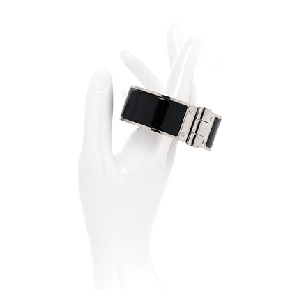 Hermes Enamel Charniere Uni Wide Hinged Bracelet S Black 2 of 5