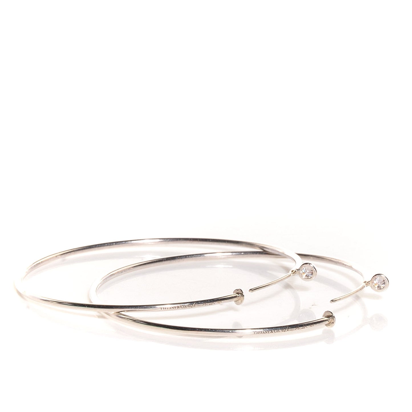Sterling Silver Diamond Medium Elsa Peretti Hoop Earrings
