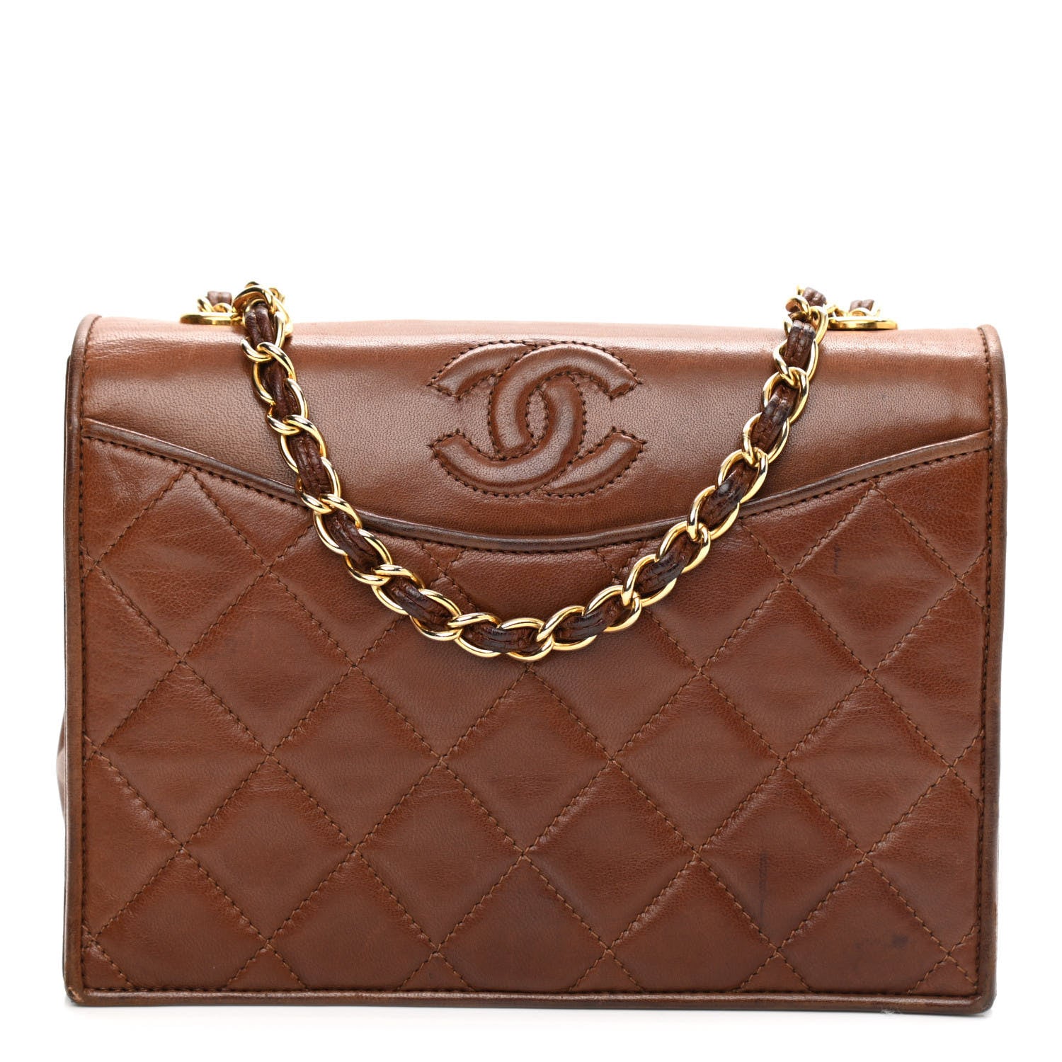 Chanel Lambskin Quilted CC Single Flap Brown 1 of 11