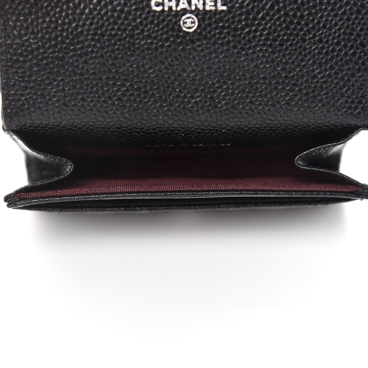 Caviar Quilted Flap Card Holder Wallet Black