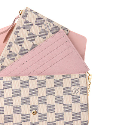 Louis Vuitton Damier Azur Pochette Felicie Chain Wallet Rose Ballerine 8 of 12