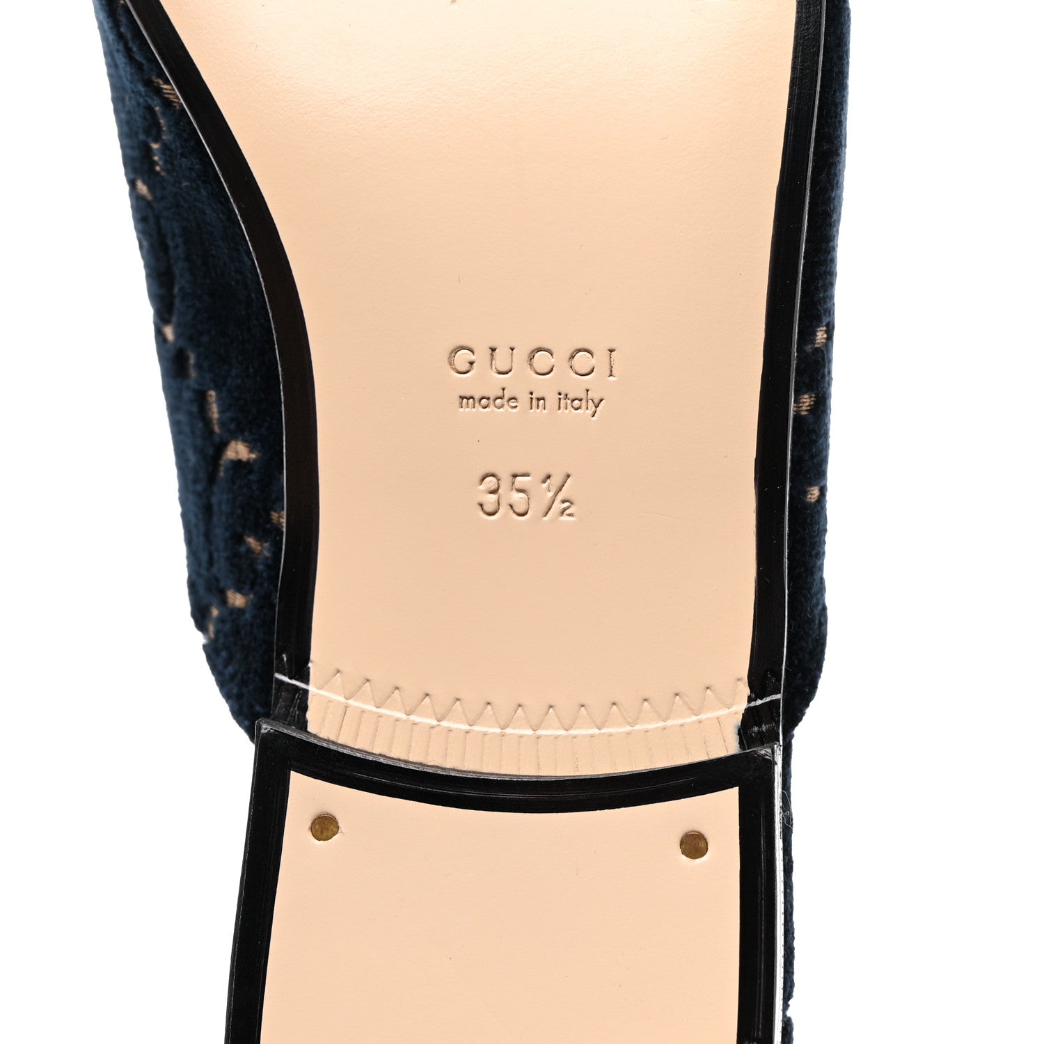 Gucci Velvet GG Monogram Womens Princetown Slippers 35.5 Blue Beige 8 of 9