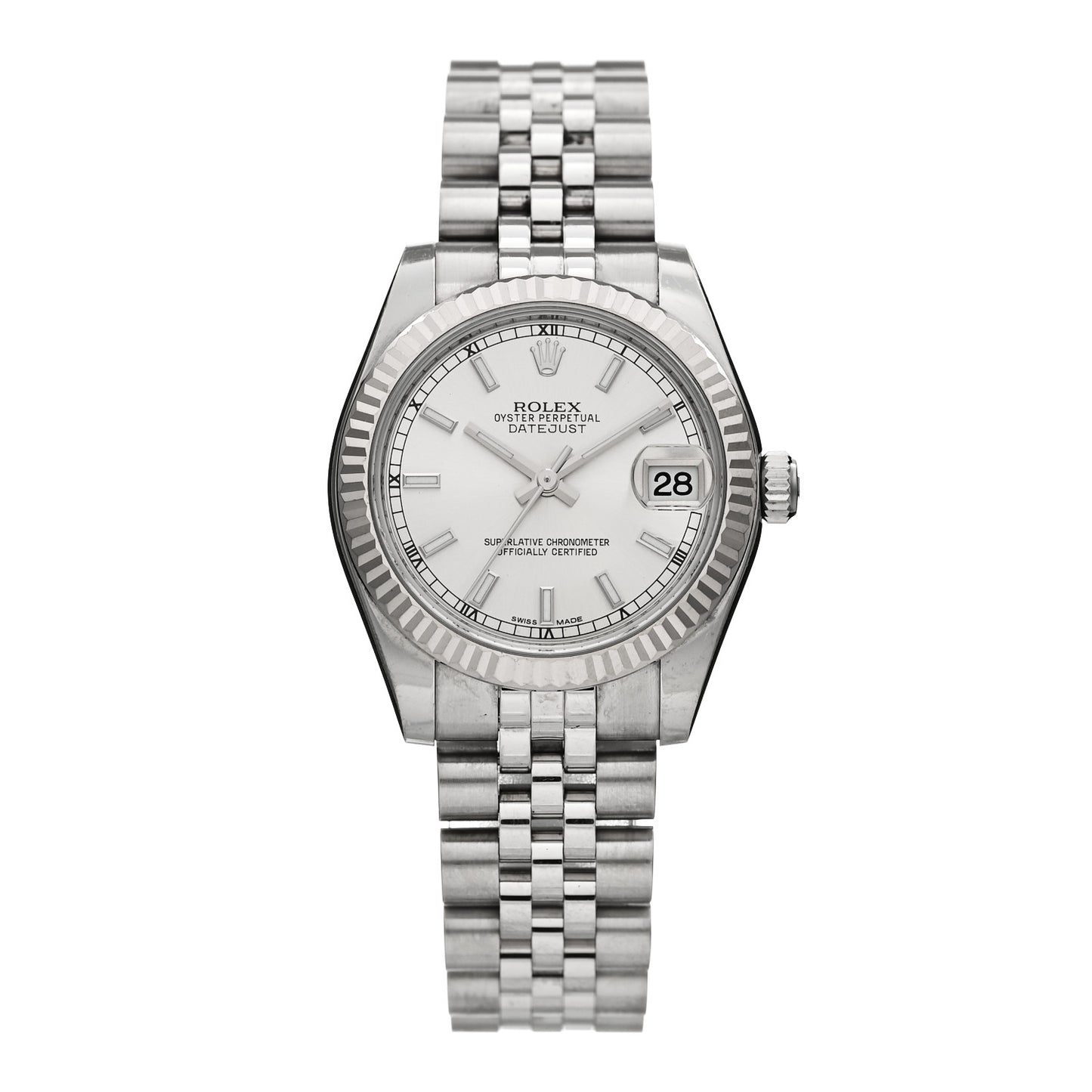 Stainless Steel 18K White Gold 31mm Oyster Perpetual Datejust Watch Silver 178274