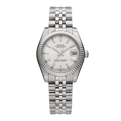 Rolex Stainless Steel 18K White Gold 31mm Oyster Perpetual Datejust Watch Silver 178274 1 of 5