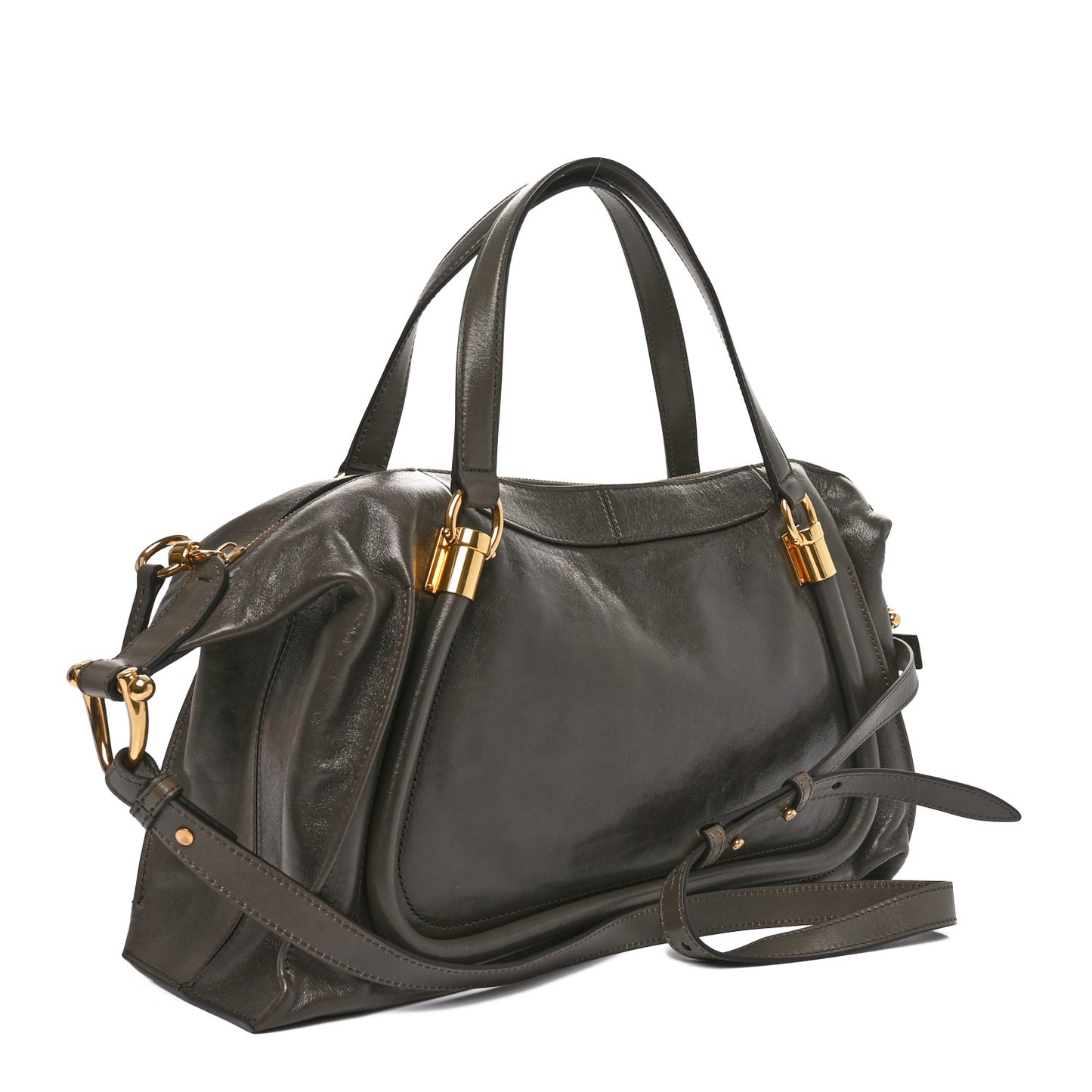 Natural Shiny Calfskin Small Paraty 24 Bag Flannel Grey