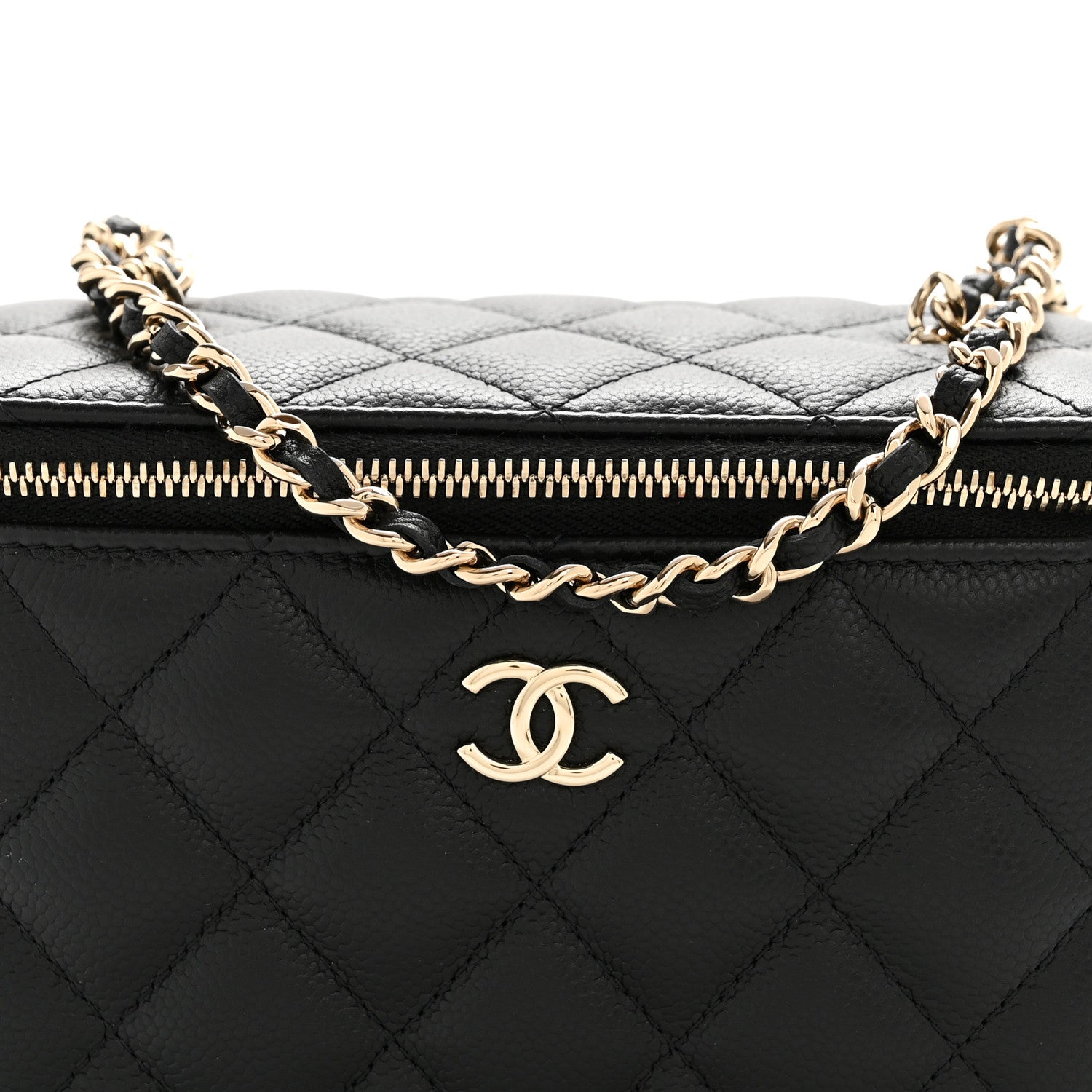 Chanel Caviar Quilted Small Tiny CC Vanity Case With Chain Black 8 of 11