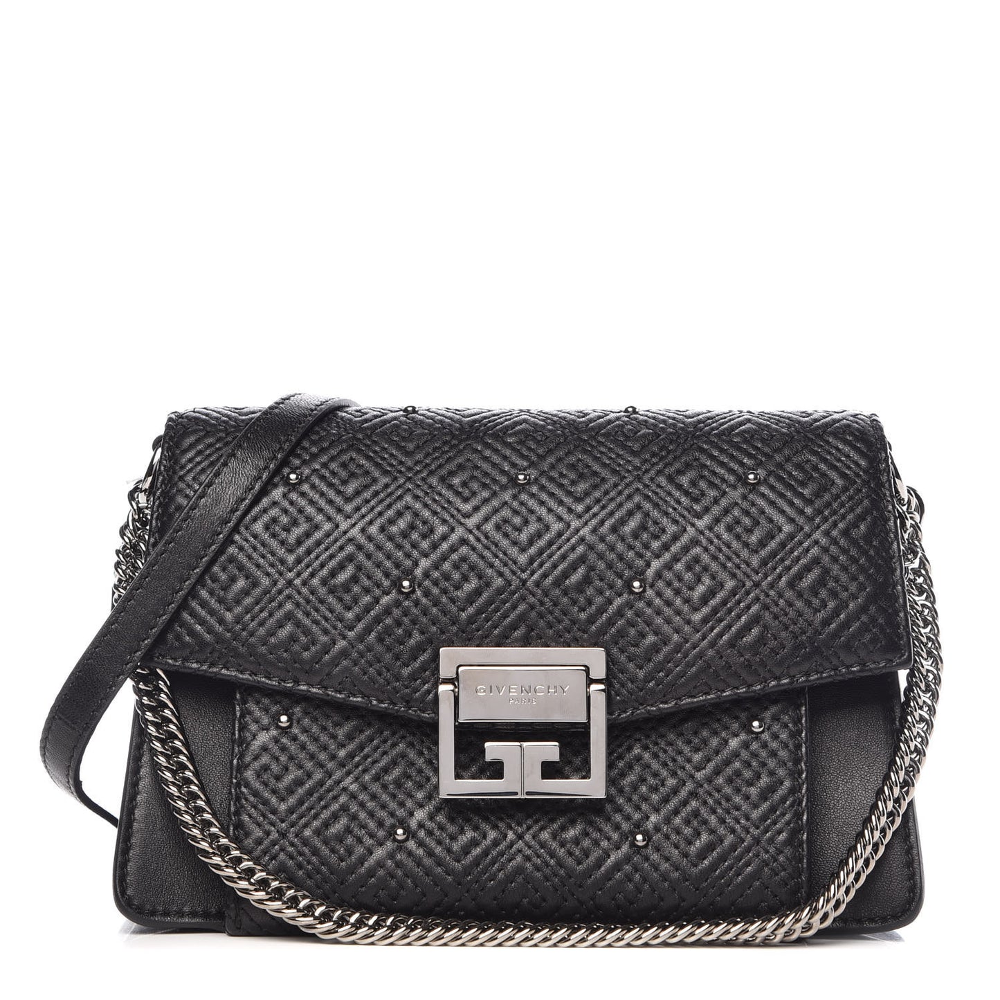 Lambskin Embroidered Studded Small GV3 Shoulder Bag Black