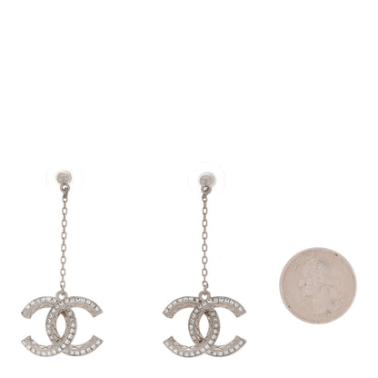 Chanel Baguette Crystal CC Drop Earrings Silver 2 of 5