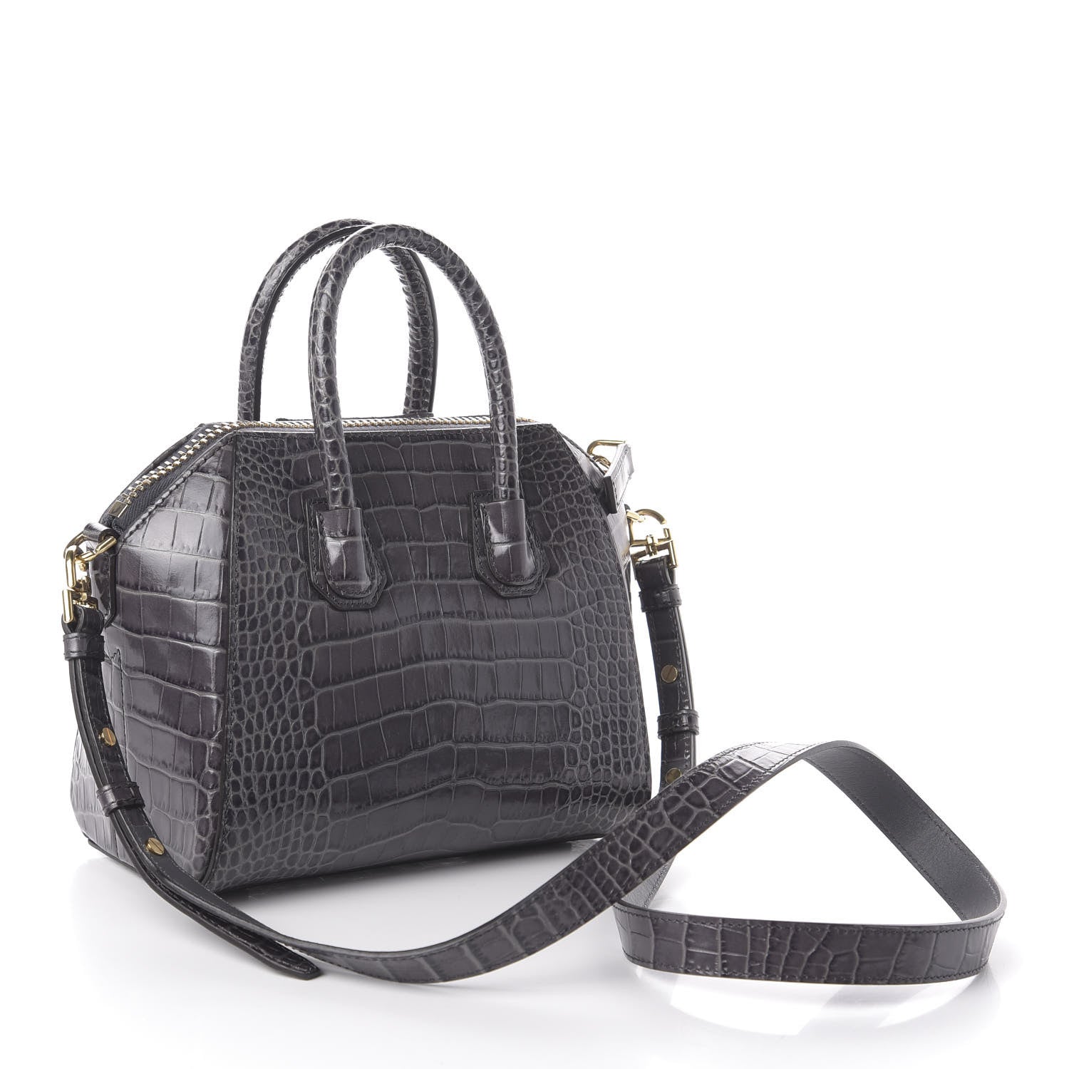 Givenchy Calfskin Crocodile Embossed Mini Antigona Storm Grey 4 of 10