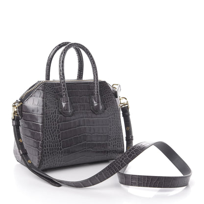 Givenchy Calfskin Crocodile Embossed Mini Antigona Storm Grey 4 of 10