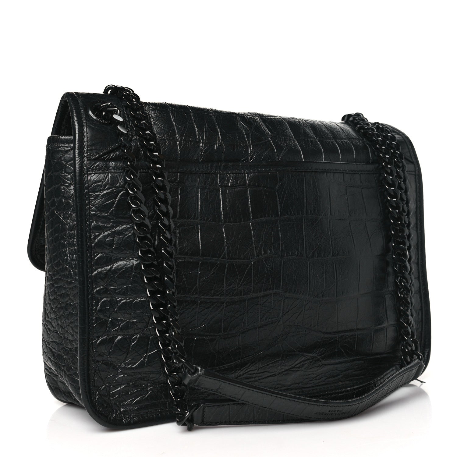 Saint Laurent Crocodile Embossed Lambskin Monogram Medium Niki Chain Satchel Black 3 of 11