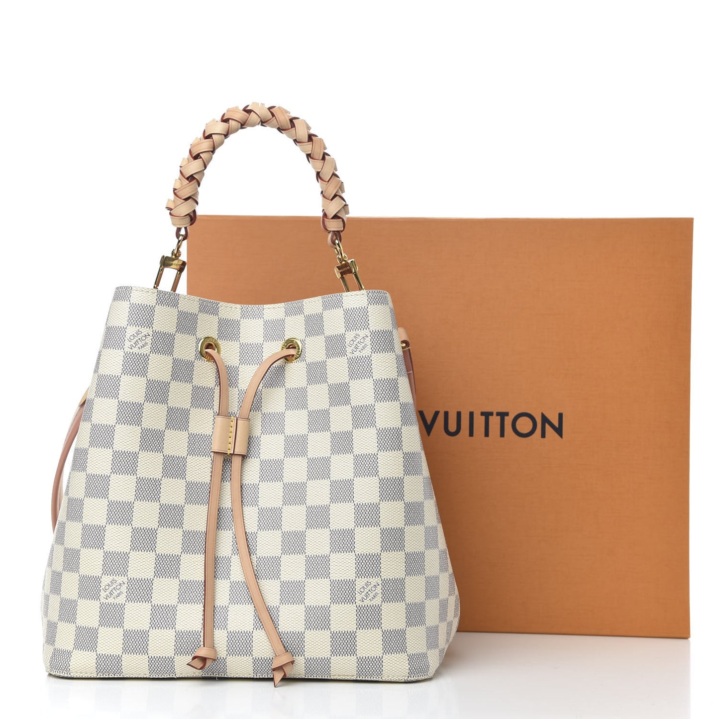 Damier Azur Braided Neonoe MM Peach Cream