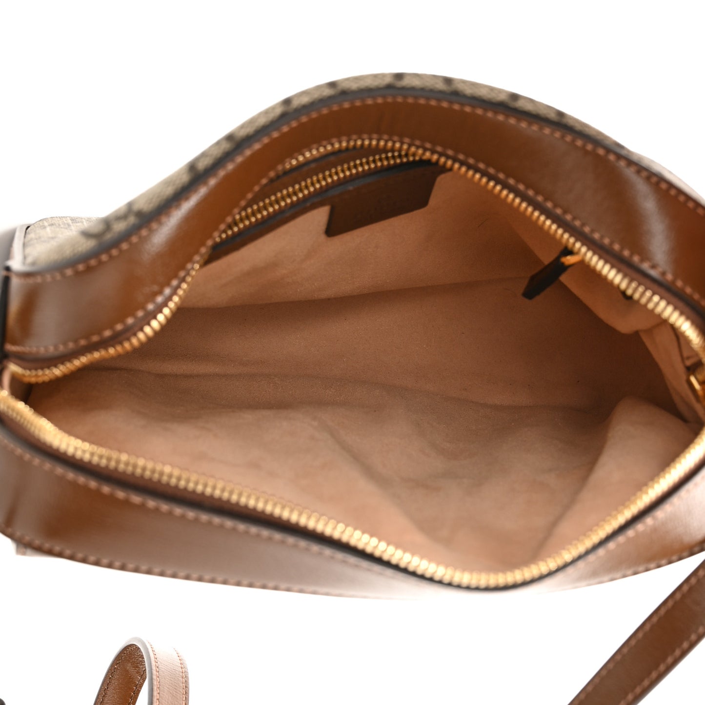 GG Supreme Monogram Small Horsebit 1955 Shoulder Bag Beige Brown Sugar