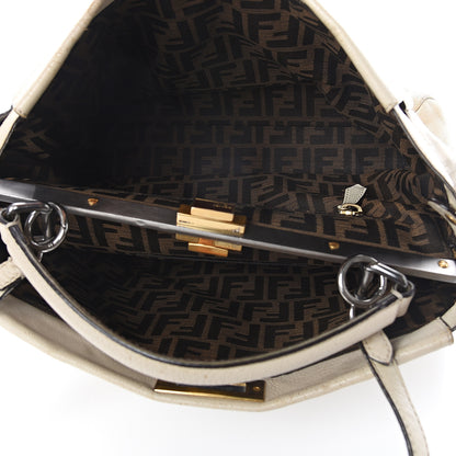 Fendi Goatskin Zucca Large Peekaboo Iconic Satchel Latte Tobacco Moro 4 of 8