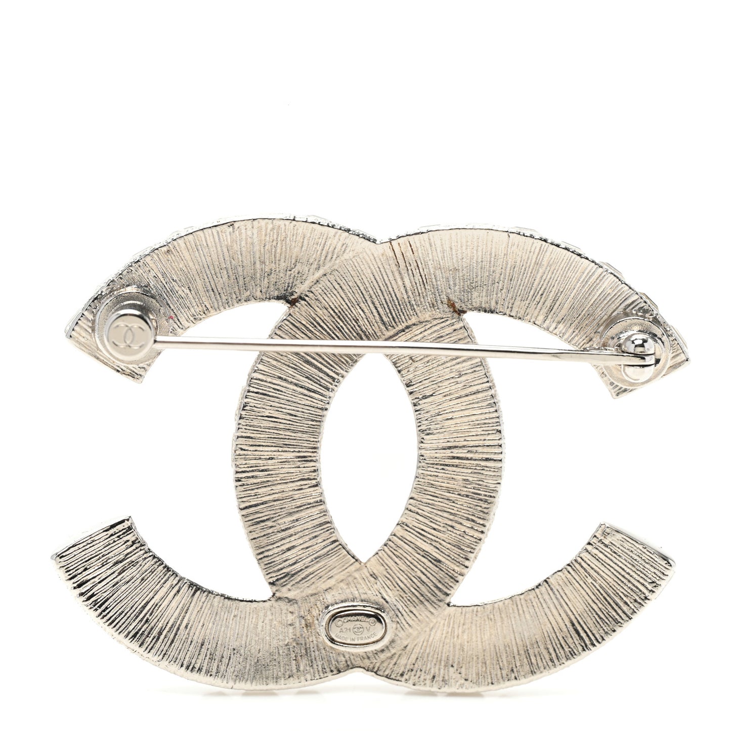 Baguette Crystal CC Brooch Silver