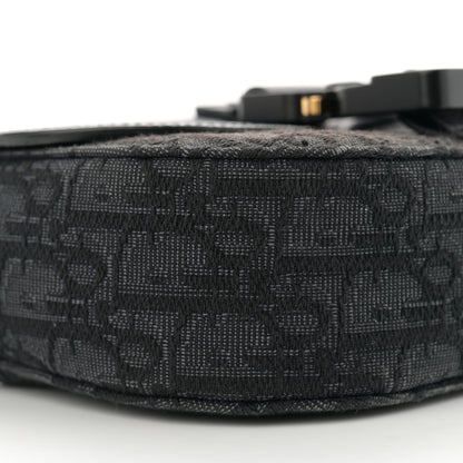 Christian Dior Oblique Jacquard Grained Calfskin Mini Saddle Messenger Bag With Flap Black 9 of 14