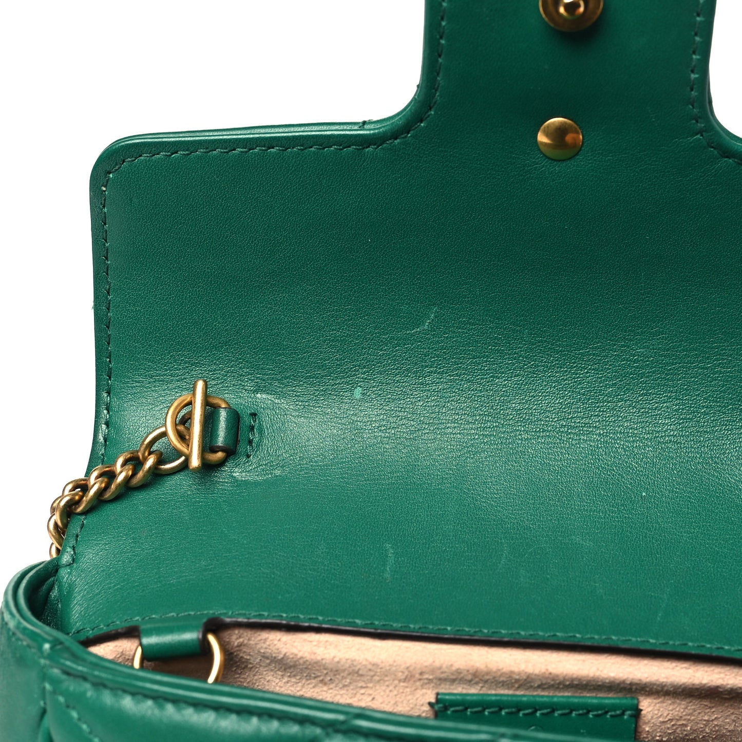 Calfskin Matelasse Super Mini GG Marmont Shoulder Bag Emerald Green