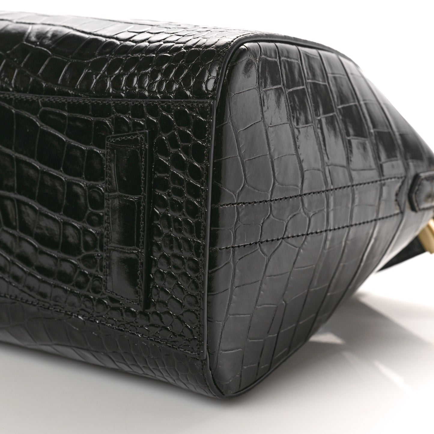 Calfskin Crocodile Embossed Small Antigona Black
