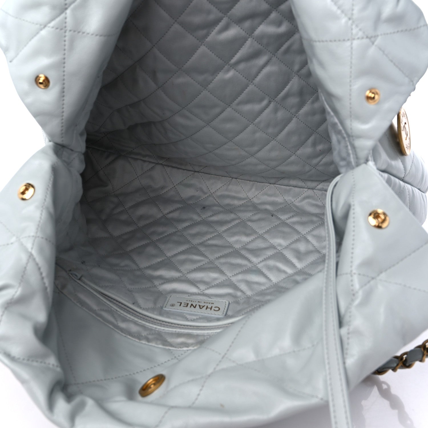 Chanel Shiny Calfskin Quilted Chanel 22 Light Blue 6 of 12