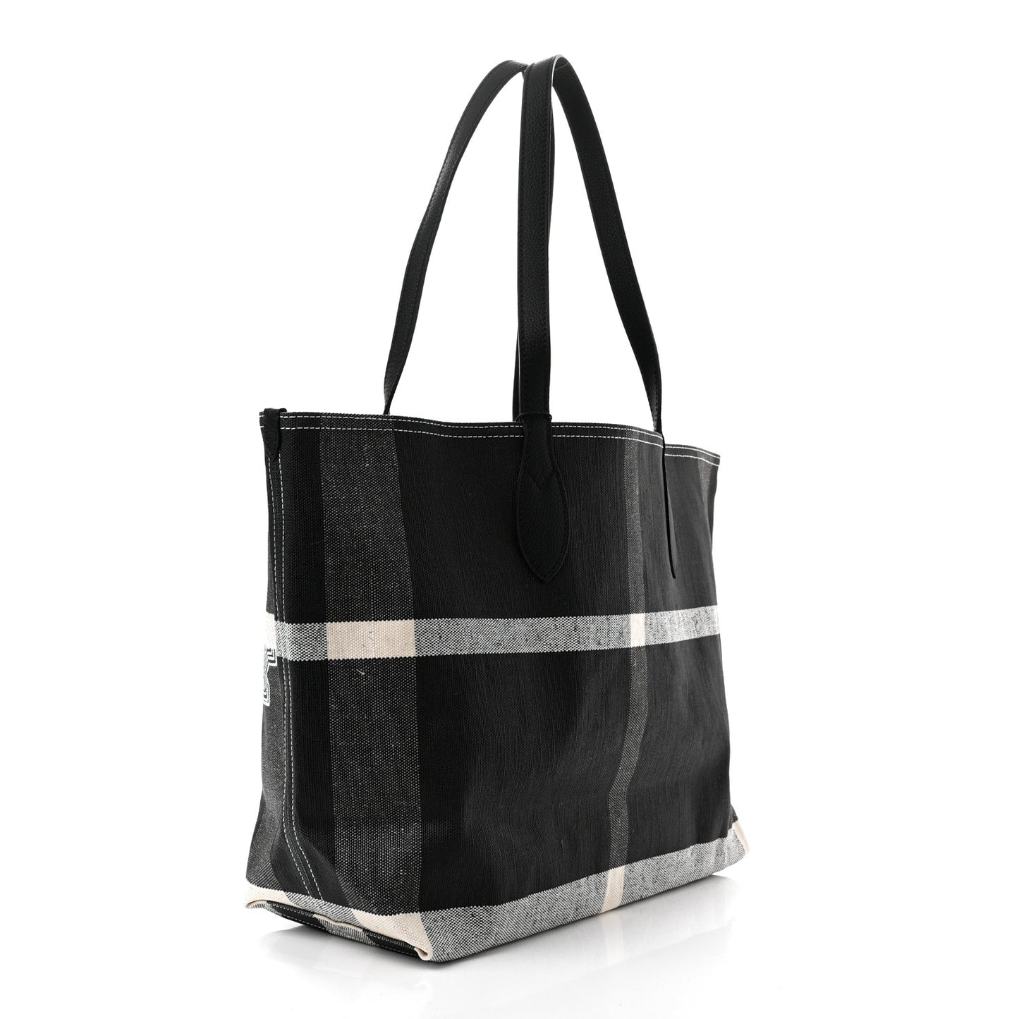 Coated Canvas Mega Check Medium Doodle Tote Black White