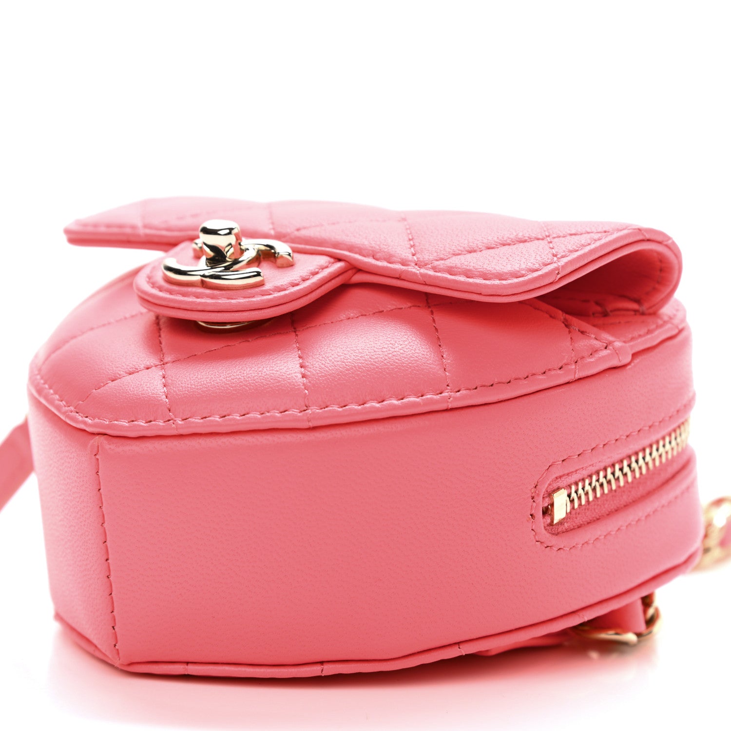 Chanel Lambskin Quilted CC In Love Heart Waist Belt Bag With Chain Pink 10 of 11