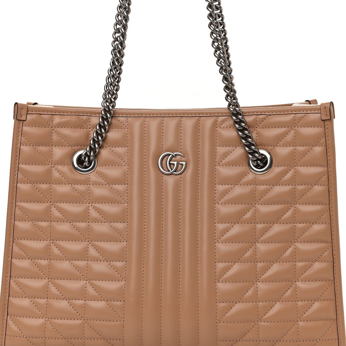 Calfskin Matelasse Aria Medium GG Marmont Shoulder Tote Camelia