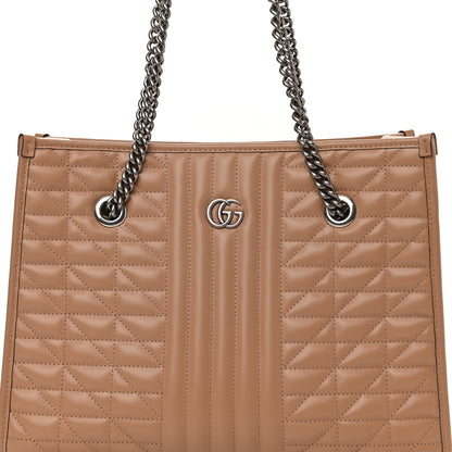 Gucci Calfskin Matelasse Aria Medium GG Marmont Shoulder Tote Camelia 8 of 10