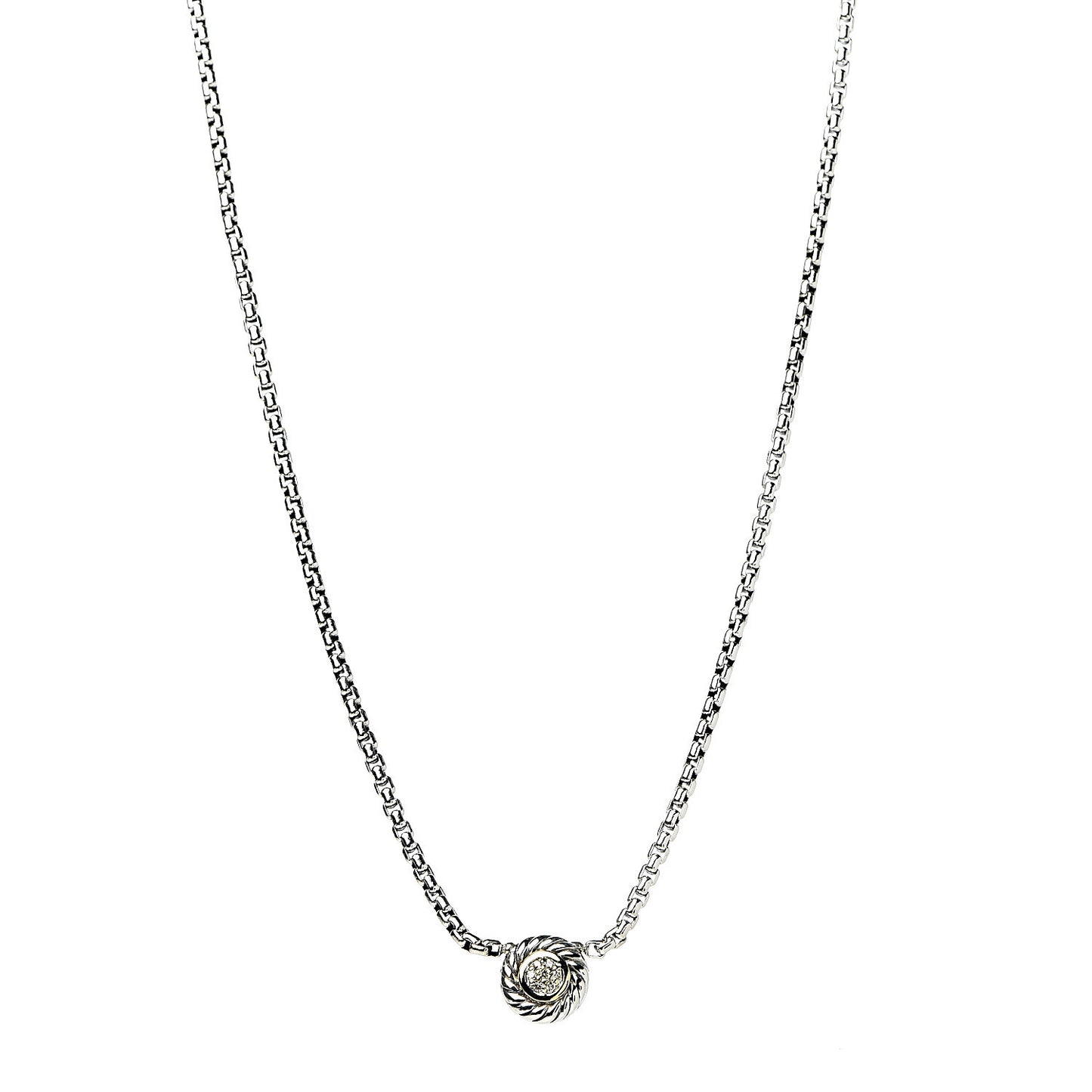 Sterling Silver 18K Yellow Gold Diamond 12mm Pave Cookie Necklace