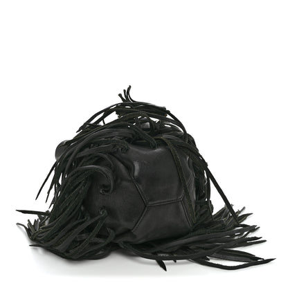 Saint Laurent Calfskin Fringe Monogram Mini Bourse Bucket Bag Black 4 of 11