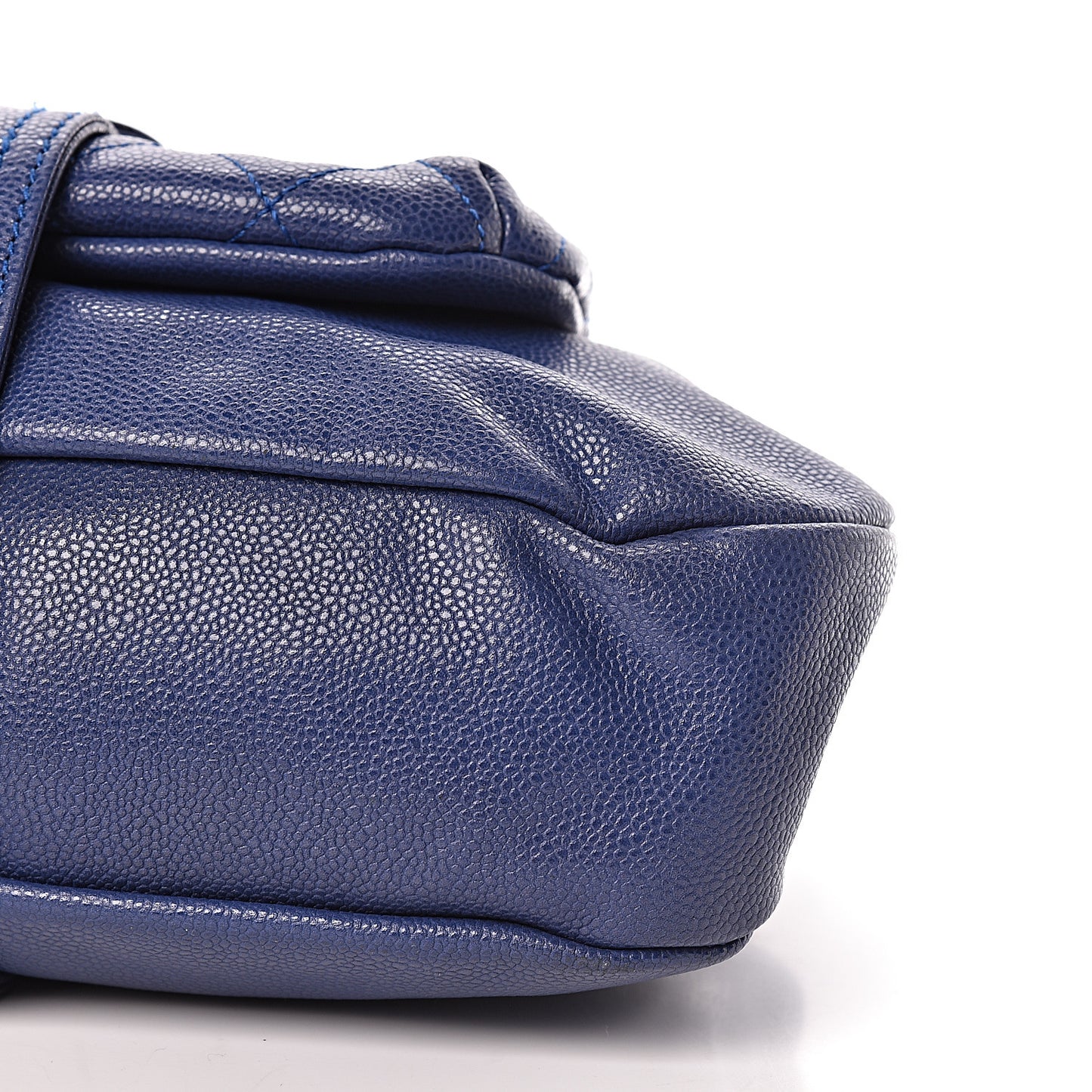 Glazed Caviar Flap Hobo Dark Blue
