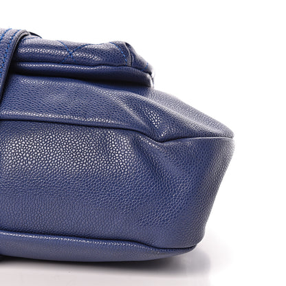 Chanel Glazed Caviar Flap Hobo Dark Blue 10 of 12
