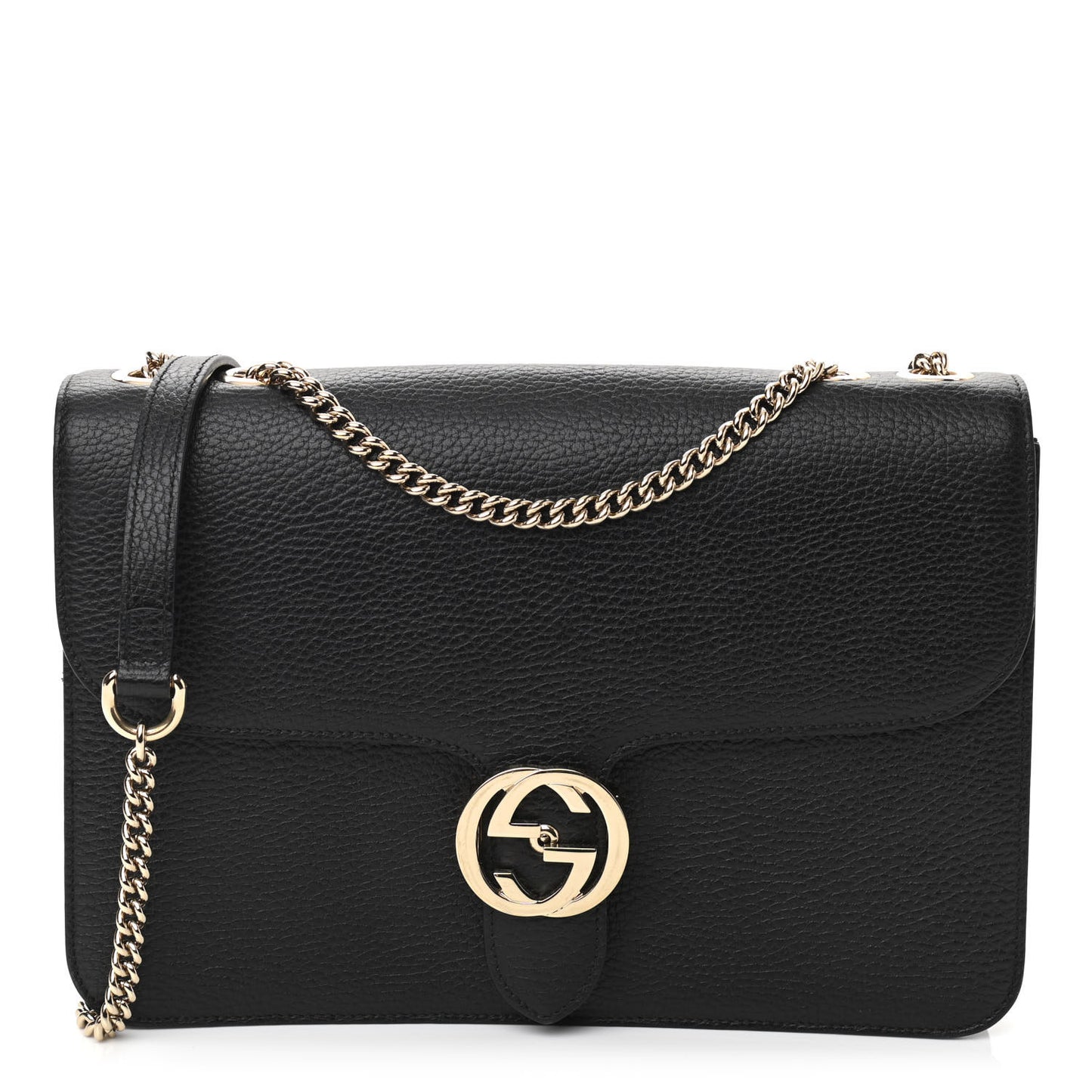 Dollar Calfskin Interlocking G Shoulder Bag Black