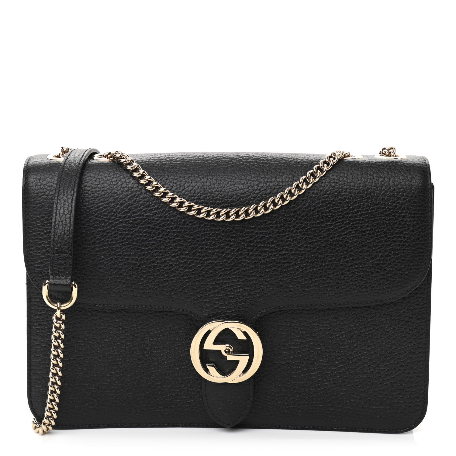 Gucci Dollar Calfskin Interlocking G Shoulder Bag Black 1 of 10