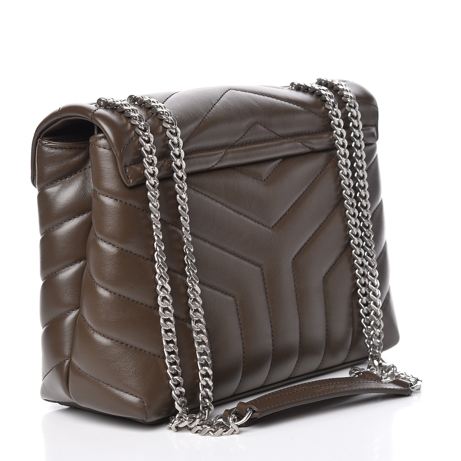 Saint Laurent Calfskin Y Quilted Monogram Small Loulou Chain Satchel Faggio 3 of 10