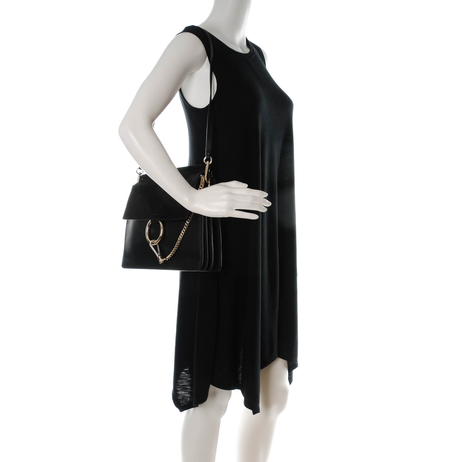 Chloe Suede Calfskin Medium Faye Shoulder Bag Black 2 of 8