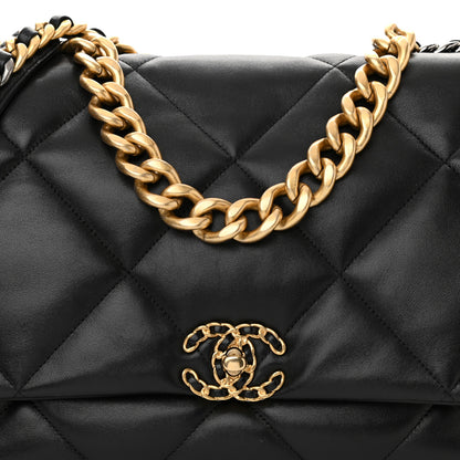 Chanel Lambskin Quilted Maxi Chanel 19 Flap Black 8 of 10