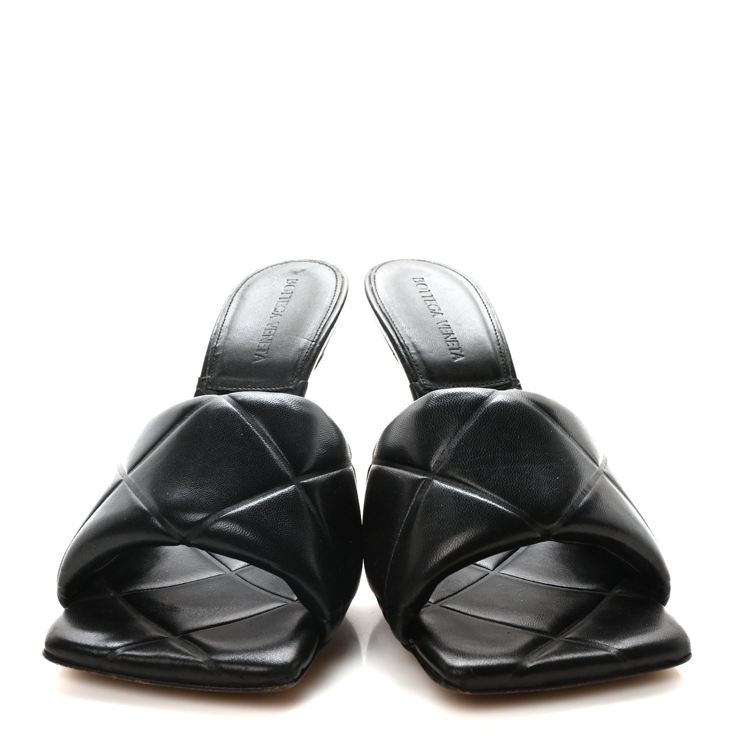 Nappa Quilted Rubber Lido Mule Sandals 38 Black