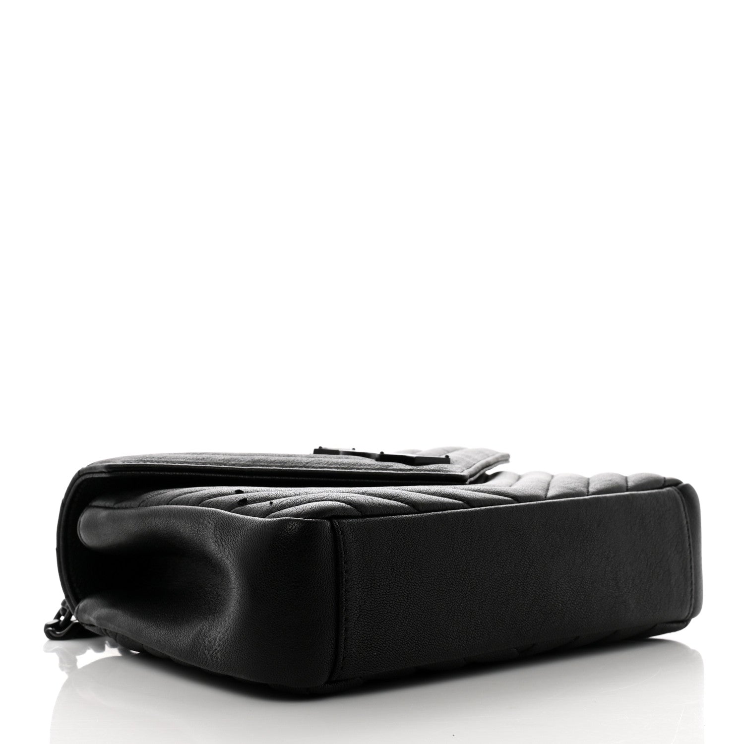 Saint Laurent Sheepskin Matelasse Chevron Monogram Monochrome Medium College Bag Black 4 of 10