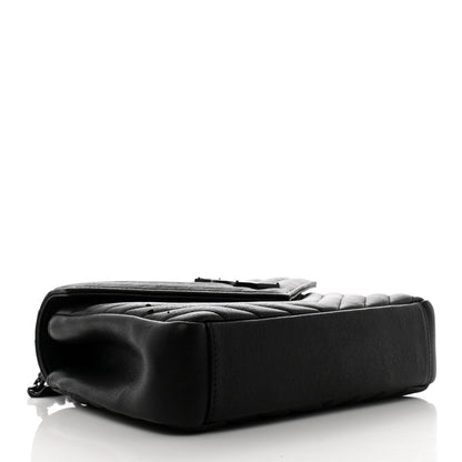 Saint Laurent Sheepskin Matelasse Chevron Monogram Monochrome Medium College Bag Black 4 of 10