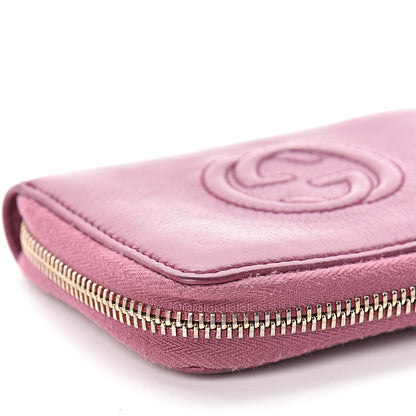Gucci Pebbled Calfskin Soho Compact Disco Zip Around Wallet Peonia Flower 10 of 13