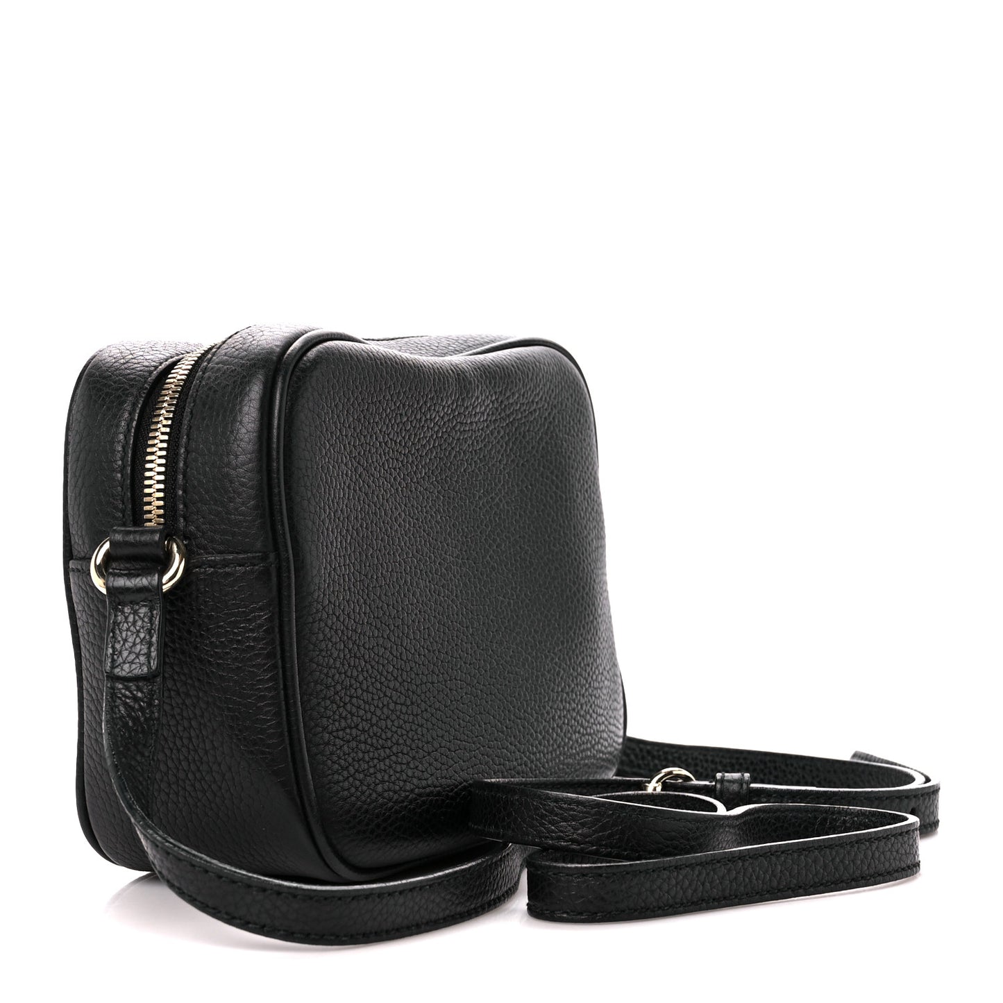 Pebbled Calfskin Small Soho Disco Bag Black